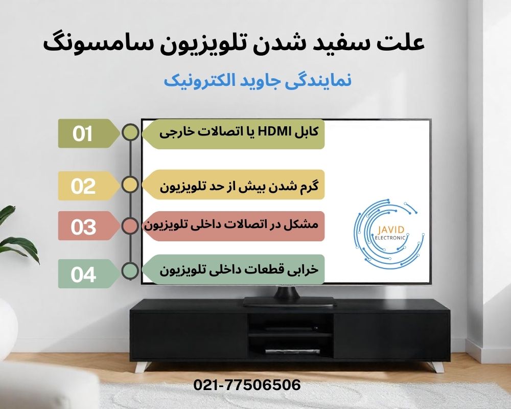 علت سفید شدن تلویزیون سامسونگ در نمایندگی جاوید الکترونیک