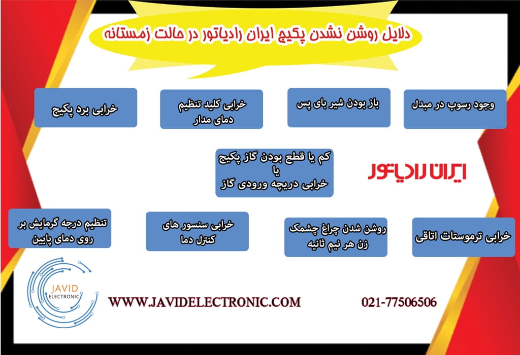 دلایل روشن نشدن پکیج ایران رادیاتور در حالت زمستانه در جاوید الکترونیک