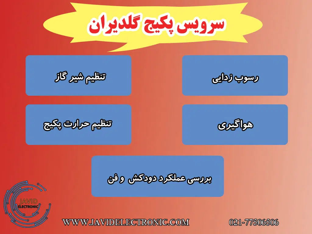 سرویس کامل پکیج دیواری گلدیران در نمایندگی جاوید الکترونیک